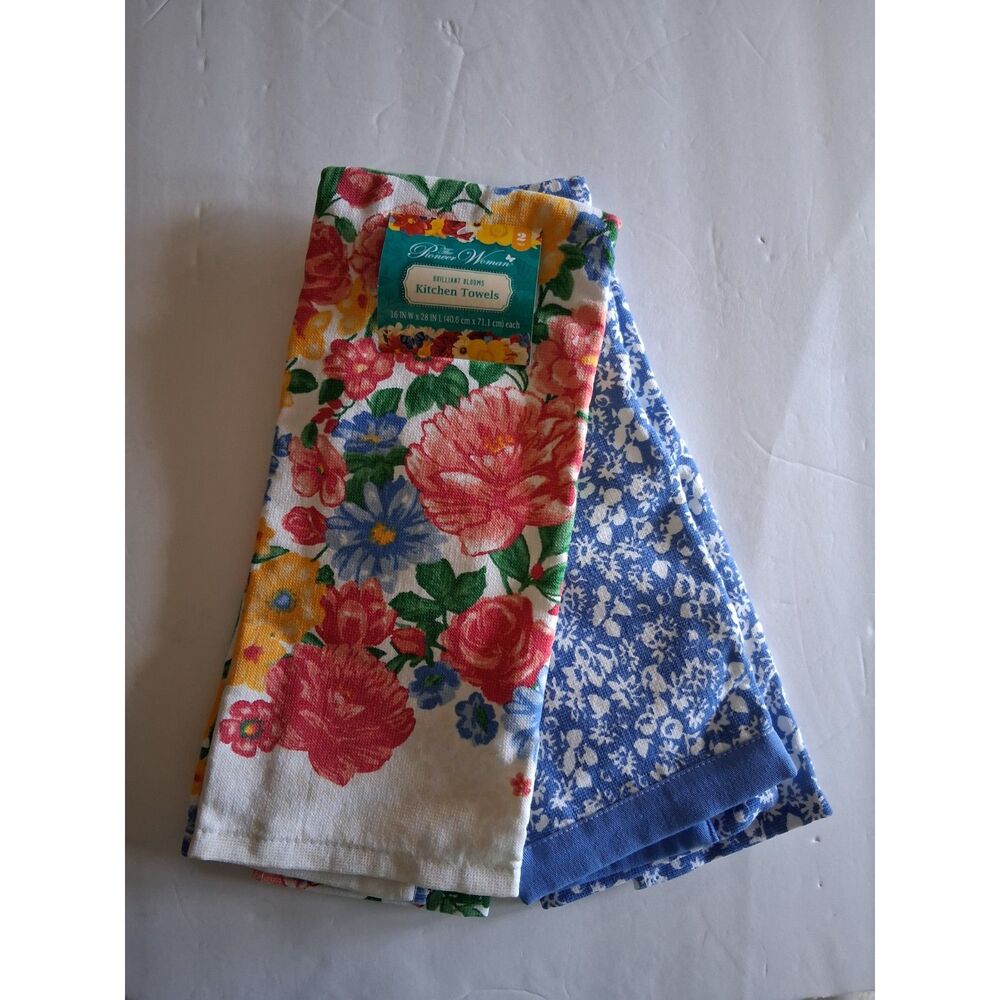 Pioneer Woman Brilliant Blooms Kitchen Towels 2 Pack Floral Cotton 16x28 New - Picture 5 of 5